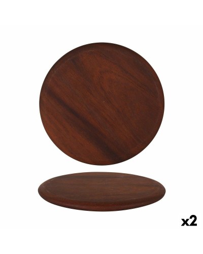 Tagliere per Servire Rotondo Iroko Viejo Valle - Ø 32 x 1,8 cm (Set da 2)