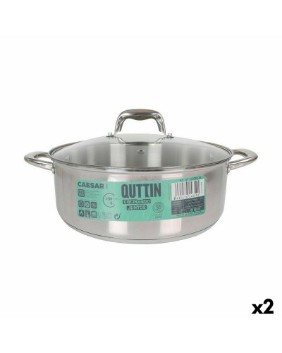 Kastrull med glaslock Quttin Caesar Stål ø 30 x 11,5 cm (2 antal)