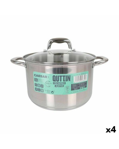 Olla de Acero Caesar Quttin con Tapa de Vidrio, 4 pz, 24 x 15,5 cm
