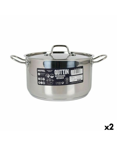 Marmite Quttin Hotel en Acier Inoxydable avec Couvercle, Diamètre 26 cm, Capacité 7,5 Litres, Ensemble de 2
