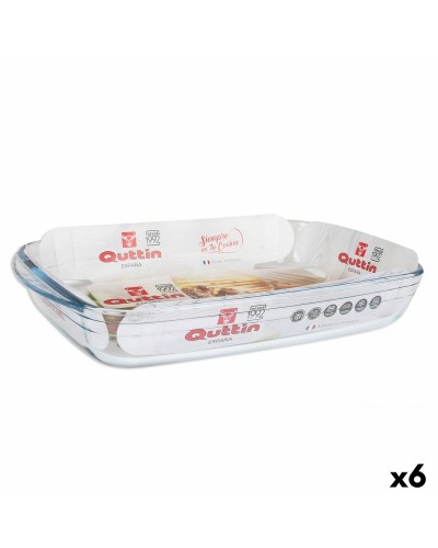 Ovenschaal Quttin   Transparant Glas Rechthoekig 3 L 35,4 x 22 x 5,5 cm (6 Stuks)