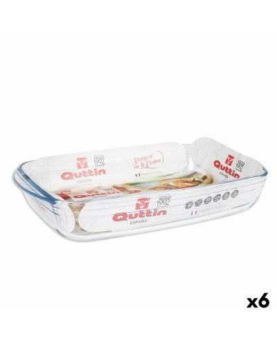 Pirofila in Vetro Rettangolare Quttin 4,2 L (6Pz) - Trasparente, 38,8 x 23,9 x 6,6 cm