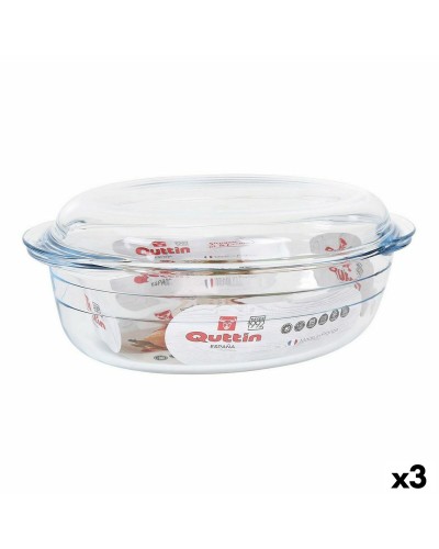 Casserole Quttin en Verre avec Couvercle | Capacité 3L+1L | 33x20x13 cm | Transparent
