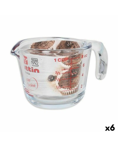 Jarra Dosificadora Quttin 250 ml de Vidrio (Set de 6), Ideal para Vino o Líquidos
