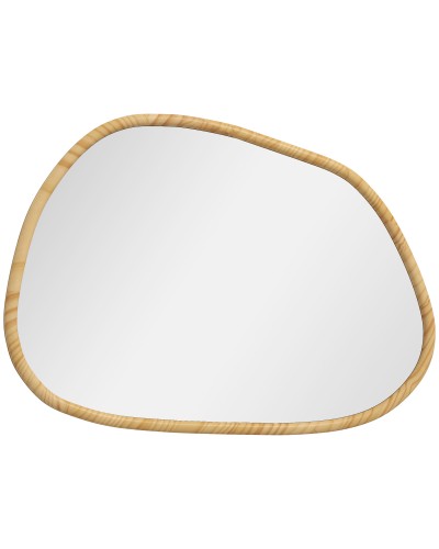  Specchio da Parete Moderno con Bordi Irregolari e Cornice in Legno per Camera e Ingresso, 80x60 cm