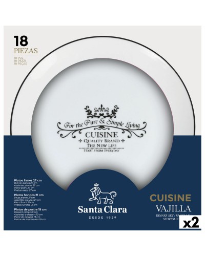 Santa Clara Cuisine: Porzellangeschirr-Set (18-teilig, rund, 2er-Pack)
