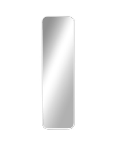Vertical Wall or Floor Mirror with Rounded Edges, MDF and Glass, 120x35 cm, White