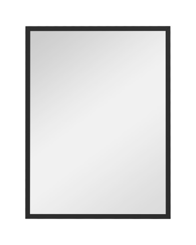 Rectangular Wall Mirror with Hooks, Glass and MDF, 60x80 cm, Black