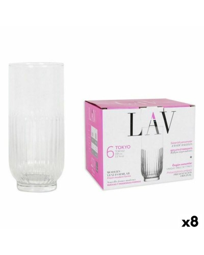 LAV Gläser 6 Stück aus transparentem Glas (395 ml) für Wasser, Säfte und Getränke
