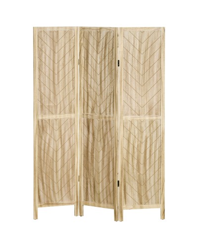 Indoor Folding 3-Panel Herringbone Wooden Room Divider, 120x1.6x170 cm