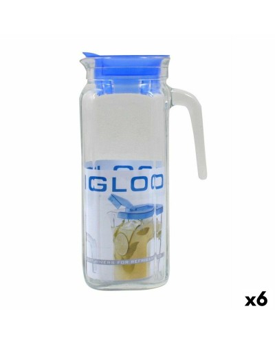 Jarra Borgonovo Igloo Vidrio Azul 1,2 L (Set de 6) | Transparente para Bebidas Frías
