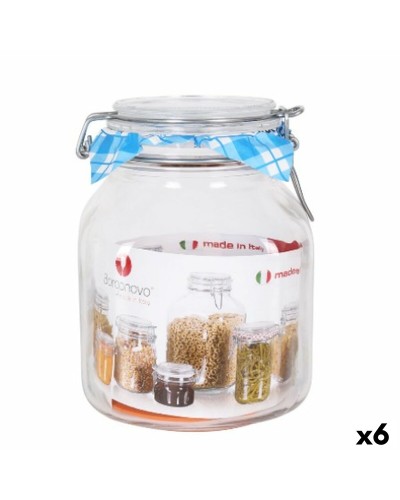 BorgoNovo - Luftdichter Glasbehälter 2 L mit Deckel (13 x 13 x 17,5 cm), 6er-Pack
