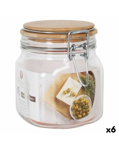 Tarros Herméticos Borgonovo con Tapa de Bambú, Set de 6 (10 x 10 x 13 cm, 750 ml)
