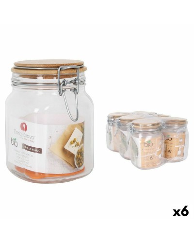 Blik Borgonovo Primizie Hermetisch afgesloten Bamboe 1L 10,5 x 10,5 x 15,5 cm (6 Stuks)