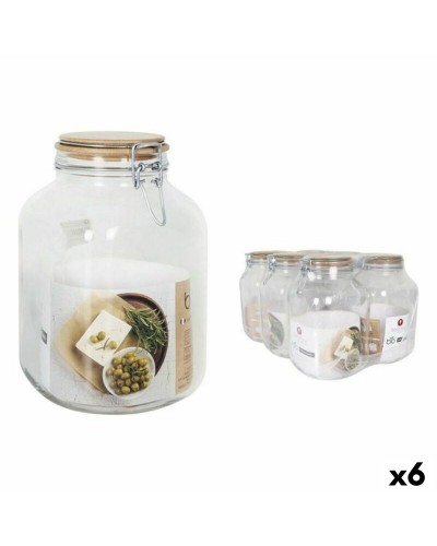 Borgonovo Vorratsgläser mit Bambusdeckel, 6er Set, 3,1 L, 13 x 13 x 24 cm
