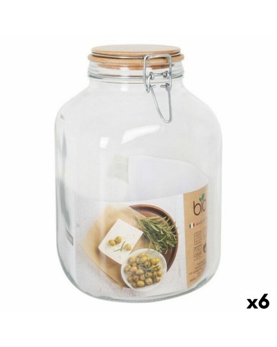 Borgonovo Primizie Bambù Vorratsglas 4,25L | Küchenbehälter Transparent | 14,5 x 14,5 x 26 cm
