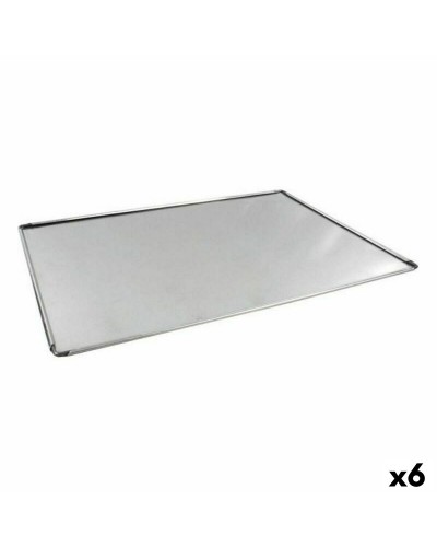Plaque de Cuisson Rectangulaire Argentée en Aluminium VR - 48 x 34 x 0,5 cm - Lot de 6

