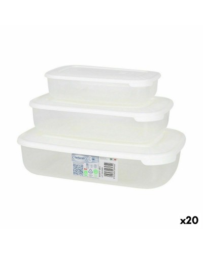 Set 3 Lunchboxen Tontarelli Family Wit Rechthoekig 29,6 x 19,8 x 7,7 cm (20 Stuks)