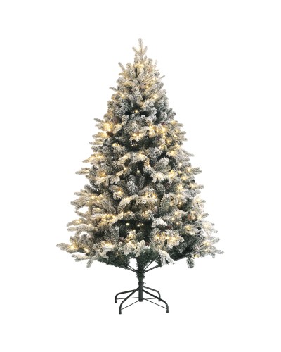  Albero di Natale Artificiale 180cm con 793 Rami, Luci LED e Rami Innevati, Verde