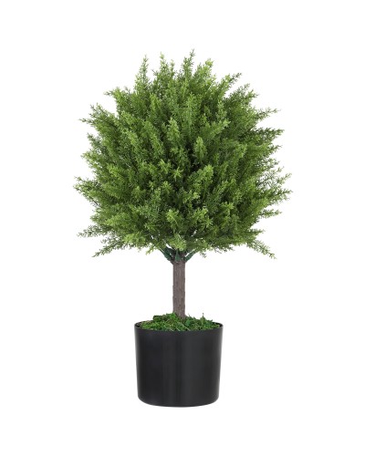  Pianta Finta Albero Cedro con Vaso Incluso per Interno ed Esterno, Altezza 55 cm, Verde