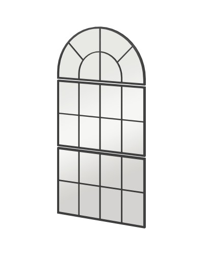  Specchio da Parete ad Arco Stile Finestra per Camera da Letto e Ingresso, 76x43 cm, Nero