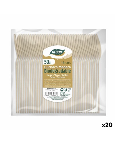 Algon Set of 20 Wooden Spoons | Ideal for Cooking and Serving | 16 x 3 x 1 cm
