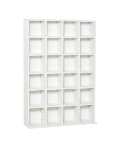 Adjustable 24-Shelf CD Storage Rack, Chipboard, 130.5x89x20 cm, White