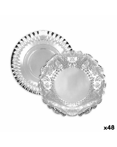 Vassoio da Aperitivo Rotondo Algon Argentato, 35 x 35 x 2 cm (Lotto da 48)