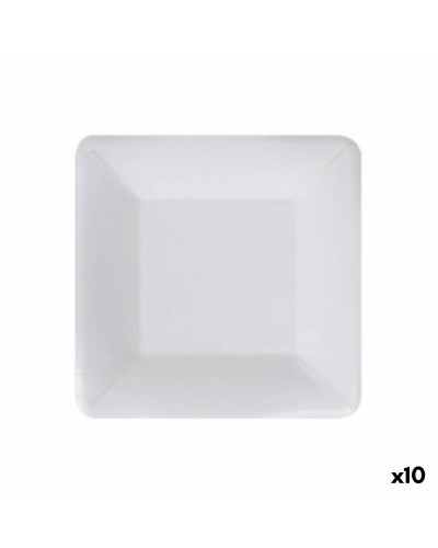 Algon Einwegteller Quadratisch 18 cm aus Weißer Pappe (10er-Pack)
