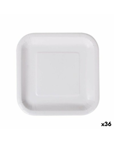 Algon White Square Disposable Paper Plates 20 cm (36 Units)
