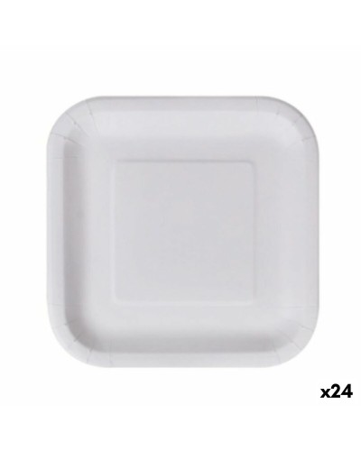 Bordenset Algon Wegwerp Wit Karton Vierkant 23 cm (24 Stuks)