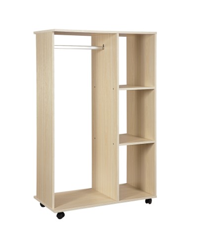 Clothes Rack Stand with 3 Shelves and Hanging Rail, 80x40x128 cm, Beige