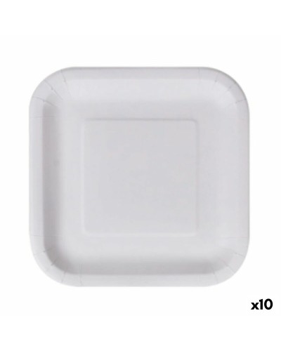 Algon White Disposable Square Cardboard Plates 23 cm (Set of 10)
