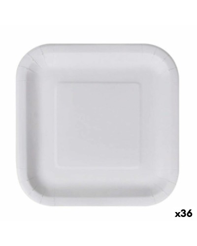 Platos Cuadrados Desechables Algon de 26 cm en Cartón Blanco (Set de 36)
