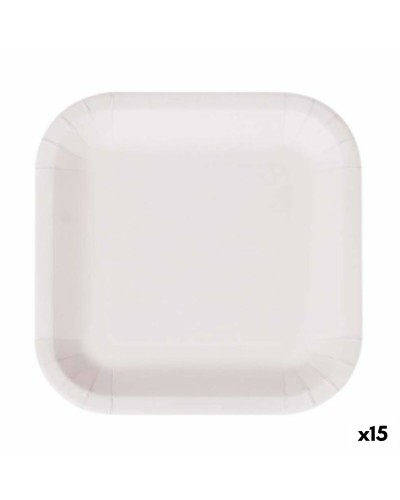 Platos Cuadrados Desechables Algon de Cartón Blanco (26 cm, 15 Unidades)
