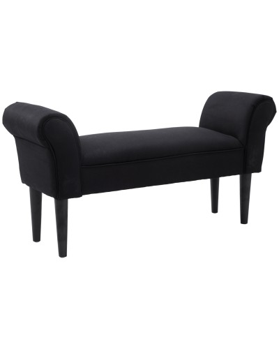  Panca Fondo Letto Imbottita con Braccioli Arrotolati, 102x35x51cm, Nero