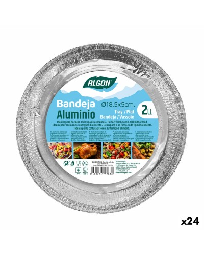 Set of 24 Round Aluminum Chicken Trays Algon, 18.5 x 5 cm - Perfect for Oven and Grill
