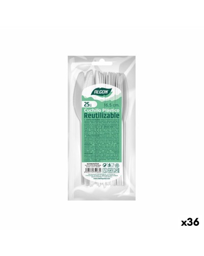Set Riutilizzabile di 36 Coltelli Algon Monouso Bianchi da 16,5 cm