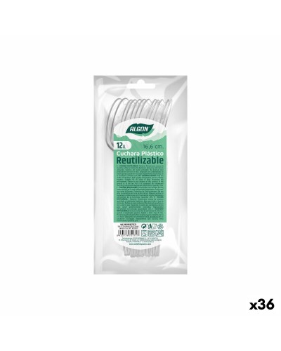 Set med skedar Algon Återanvändningsbar Transparent 36 antal 16,6 cm