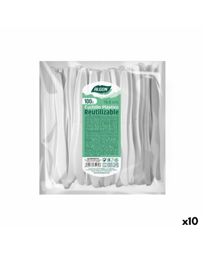 Algon Ensemble de Couteaux Réutilisables Blancs, 10 pièces de 19,6 cm
