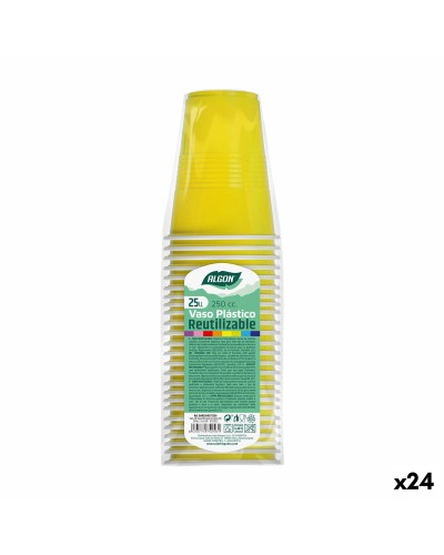 Set van herbruikbare glazen Algon Geel 24 Stuks 250 ml (25 Onderdelen)