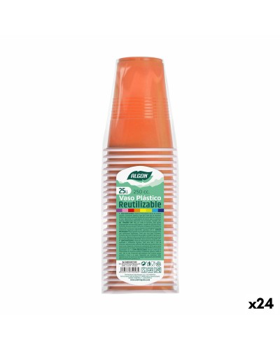 Set med återanvändbara glas Algon Orange 24 antal 250 ml (25 Delar)