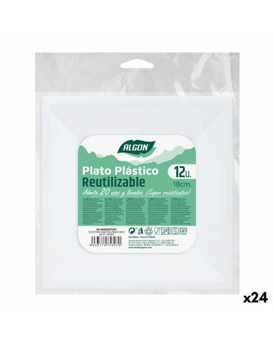 Assiettes Carrées Réutilisables Algon 18x18cm - Lot de 24
