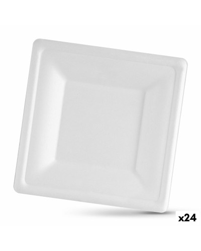 Zuckerrohr Einwegteller quadratisch 26 cm (24 Stück) - Algon
