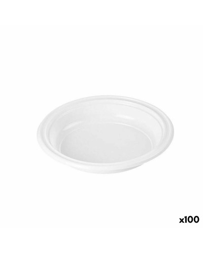 Piatti Riutilizzabili Algon Bianco | Plastica Resistente 20,5x20,5 cm | Set da 6