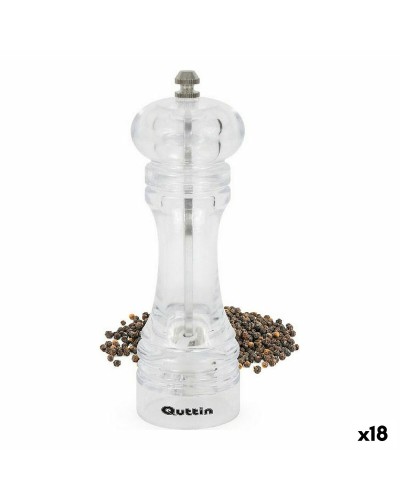 Quttin Transparent Pepper Mill 19 cm with Glass Reservoir, 6.5 x 6.5 cm
