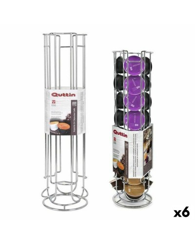 Porte-capsules Quttin GR-48867 pour 24 Capsules, Noir, 12 x 43 x 18,5 cm, Lot de 6
