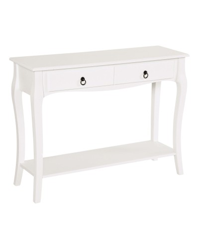  Mobiletto Tavolo Consolle da Ingresso Moderno con 2 Cassetti Casa Legno 100 × 33 × 75cm Bianco