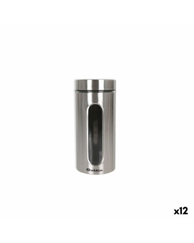 Vaso Luminoso Quttin Trasparente e Argentato in Vetro e Acciaio (1,5 L, 10 x 10 x 22,8 cm, 12 unità)