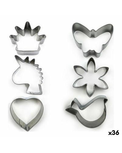 Leivontavuokasetti Muodot Ruostumaton teräs Hopeinen 3 Kappaletta (36 Osaa) (3 pcs)